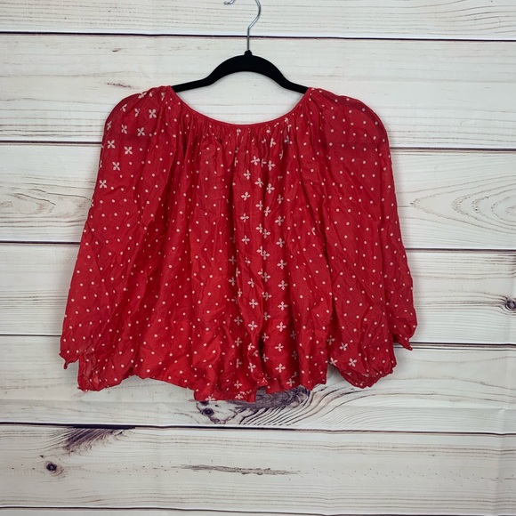 Kopal Anthropologie red boho peasant top - Picture 3 of 8